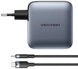 Vention TZ-FETH0-EU USB + USB-C Gyorstöltő Hálózati Adapter - Fekete