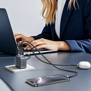 Vention USB + USB-C GaN Gyorstöltő Hálózati Adapter 70W - Szürke