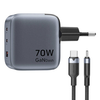 Vention USB + USB-C GaN Gyorstöltő Hálózati Adapter 70W - Szürke