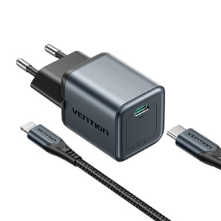 Vention USB-C GaN Gyorstöltő Hálózati Adapter 20W + kábel - Szürke