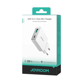 Joyroom JR-TCF14 USB + USB-C Gyorstöltő Hálózati Adapter 20W - Fehér