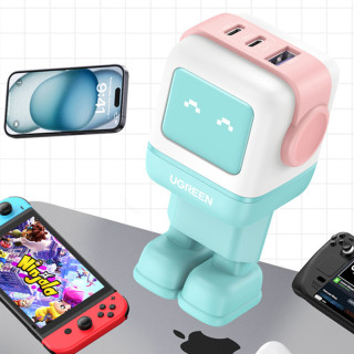 UGREEN Nexode RG USB + USB-C Gyorstöltő Hálózati Adapter 65W - Pink-Kék