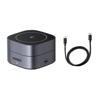 UGREEN W256 2 in 1 Vezeték Nélküli Gyorstöltő 20W - Fekete