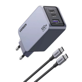 UGREEN Nexode Pro USB + USB-C GaN Gyorstöltő Hálózati Adapter 100W - Szürke