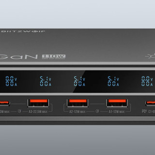 BlitzWolf BW-i9 USB-A + USB-C Asztali töltő 110W - Fekete