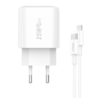 Foneng EU40 USB-C Gyorstöltő Hálózati Adapter 25W + USB-C-Lightning Kábel