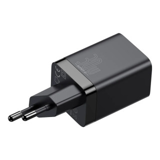 Baseus Super Si Pro USB + USB-C Gyorstöltő Hálózati Adapter 30W - Fekete