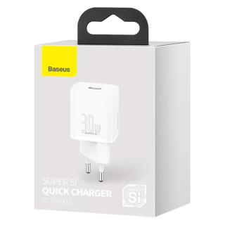 Baseus Super Si 1C Gyorstöltő Hálózati Adapter 30W - Fehér