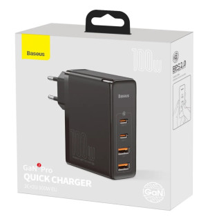 Baseus GaN2 Pro USB + USB-C Gyorstöltő Hálózati Adapter 100W - Fekete