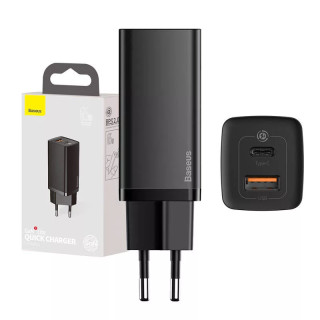 Baseus GaN2 Lite USB + USB-C Gyorstöltő Hálózati Adapter 65W - Fekete