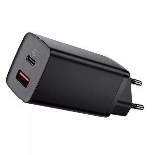 Baseus GaN2 Lite USB + USB-C Gyorstöltő Hálózati Adapter 65W - Fekete