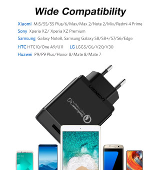 UGREEN CD122 USB Gyorstöltő Hálózati Adapter 18W - Fekete