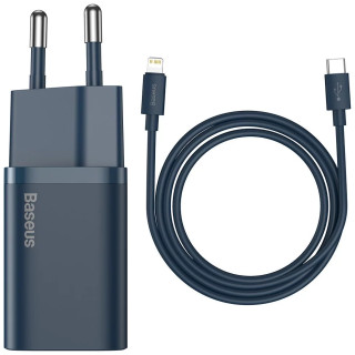 Baseus Super Si 1C Gyorstöltő Hálózati Adapter 20W + USB-C-Lightning kábel - Kék