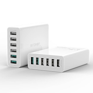 Blitzwolf BW-S15 6x USB Gyorstöltő Hálóati Adapter 60W - Fehér