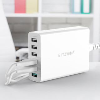 Blitzwolf BW-S15 6x USB Gyorstöltő Hálóati Adapter 60W - Fehér