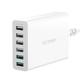 Blitzwolf BW-S15 6x USB Gyorstöltő Hálóati Adapter 60W - Fehér