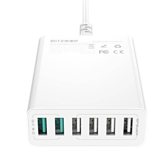Blitzwolf BW-S15 6x USB Gyorstöltő Hálóati Adapter 60W - Fehér