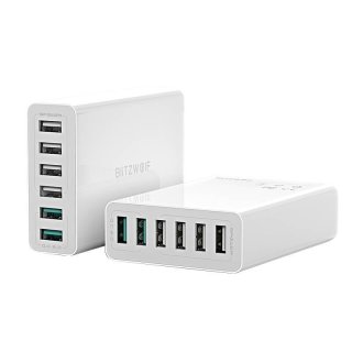 Blitzwolf BW-S15 6x USB Gyorstöltő Hálóati Adapter 60W - Fehér