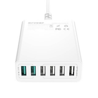 Blitzwolf BW-S15 6x USB Gyorstöltő Hálóati Adapter 60W - Fehér
