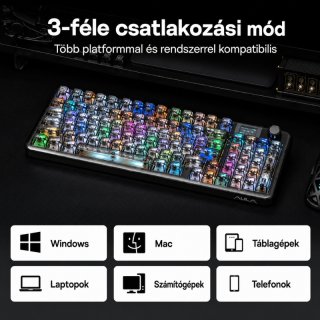 AULA NB98 Vezeték Nélküli Mechanikus Gamer Billentyűzet - Átlátszó