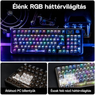 AULA NB98 Vezeték Nélküli Mechanikus Gamer Billentyűzet - Átlátszó