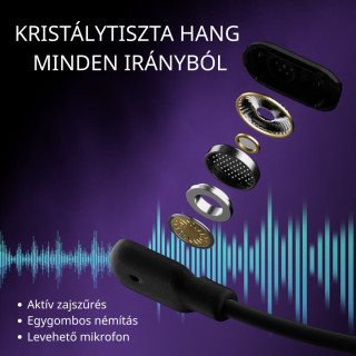 AULA G7 PRO 7.1 Tri-Mode Vezeték Nélküli Gamer Headset - Fekete