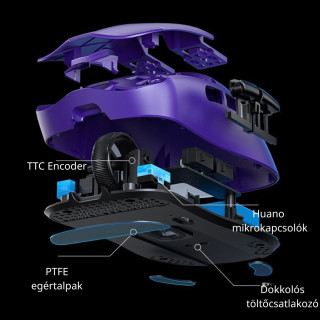 AULA SC380 Pro Tri-Mode Vezeték Nélküli Gamer Egér + Dokkoló - Fekete