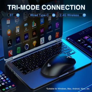 AULA SC900 Pro Tri-Mode Vezeték Nélküli Gamer Egér - Fehér