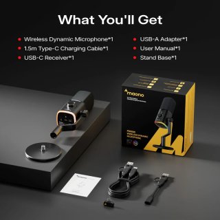 MAONO PD100W Vezeték Nélküli Streamer Mikrofon RGB