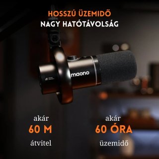 MAONO PD200W Hybrid Vezeték Nélküli Podcast Mikrofon RGB - Fekete