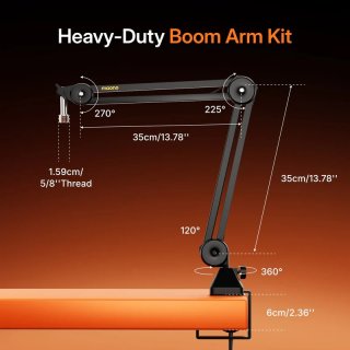 MAONO PD200WS Hybrid Vezeték Nélküli Podcast Mikrofon RGB + Tartókar Kit - Fekete