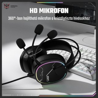 Onikuma X91 RGB Gaming Fejhallgató - Fekete