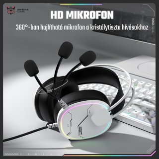 Onikuma X91 RGB Gaming Fejhallgató - Fehér