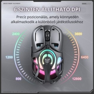Onikuma DM02 Tri-Mode Vezeték Nélküli Gamer Egér - Szürke