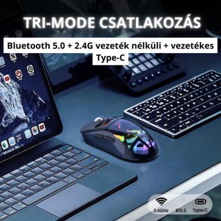 Onikuma CW930 Tri-Mode Vezeték Nélküli Gamer Egér - Fekete