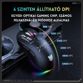 Onikuma CW935 Tri-Mode Vezeték Nélküli Gamer Egér - Fekete