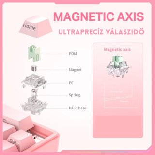 Onikuma G69 Magnetic Switch Gamer Billentyűzet - Pink