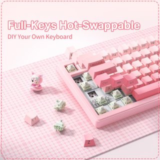 Onikuma MT707 Tri-Mode Vezeték Nélküli Mechanikus Gamer Billentyűzet - Pink