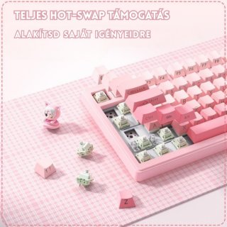 Onikuma MT707 Tri-Mode Vezeték Nélküli Mechanikus Gamer Billentyűzet - Pink