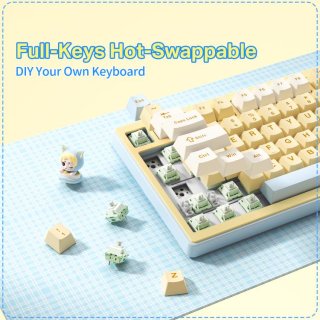 Onikuma MT707 Tri-Mode Vezeték Nélküli Mechanikus Gamer Billentyűzet - Sárga