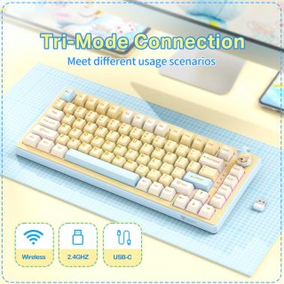 Onikuma MT707 Tri-Mode Vezeték Nélküli Mechanikus Gamer Billentyűzet - Sárga