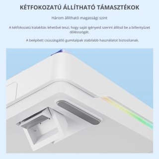 AULA F108 PRO Tri-Mode Vezeték Nélküli Mechanikus Gamer Billentyűzet - Sárga-Fehér