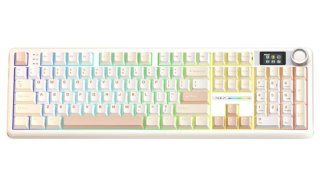 AULA F108 PRO Tri-Mode Vezeték Nélküli Mechanikus Gamer Billentyűzet - Sárga-Fehér