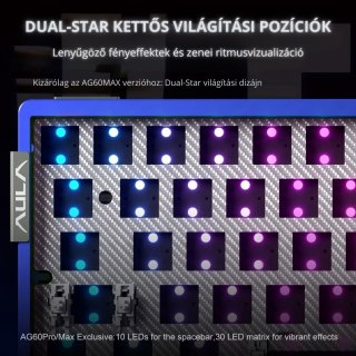 AULA AG60 PRO eSport Magnetic Switch Mechanikus Gamer Billentyűzet - Fekete-Átlátszó