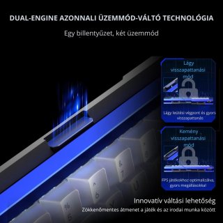 AULA AG60 PRO eSport Magnetic Switch Mechanikus Gamer Billentyűzet - Fekete-Átlátszó