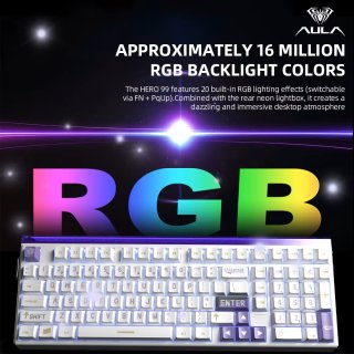 AULA HERO99 Magnetic Switch Mechanikus Gamer Billentyűzet - Fehér