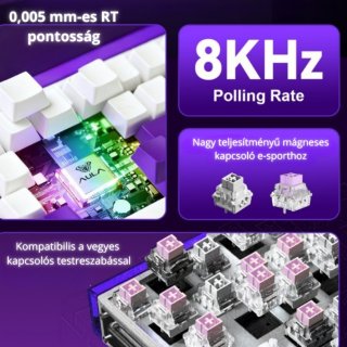 AULA HERO99 Magnetic Switch Mechanikus Gamer Billentyűzet - Fehér