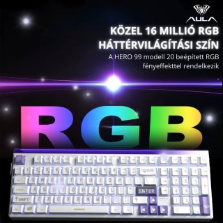 AULA HERO99 Magnetic Switch Mechanikus Gamer Billentyűzet - Fehér