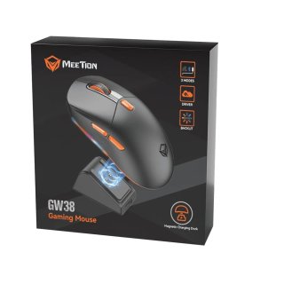 Meetion GW38 Tri-Mode Vezeték Nélküli Gamer Egér Dokkolóval - Fekete