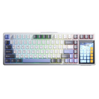 AULA L99 Tri-Mode Vezeték Nélküli Mechanikus Gamer Billentyűzet Érintőképernyővel - Fehér